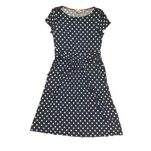 Boden Amelie Navy Blue Polka Dot Jersey Dress 4P